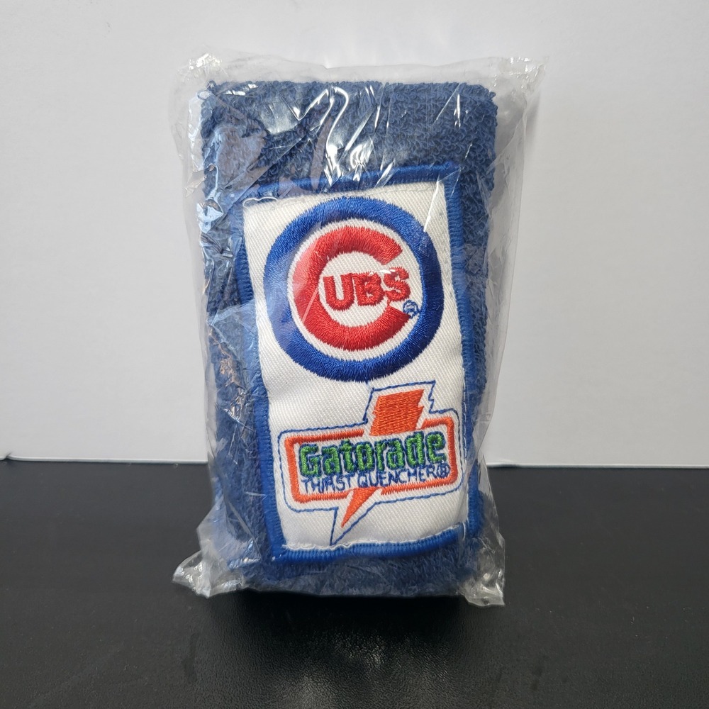 Vintage Chicago Cubs Wrist Sweat Bands Gatorade (x2) MLB Baseball Blue Cloth NOS
